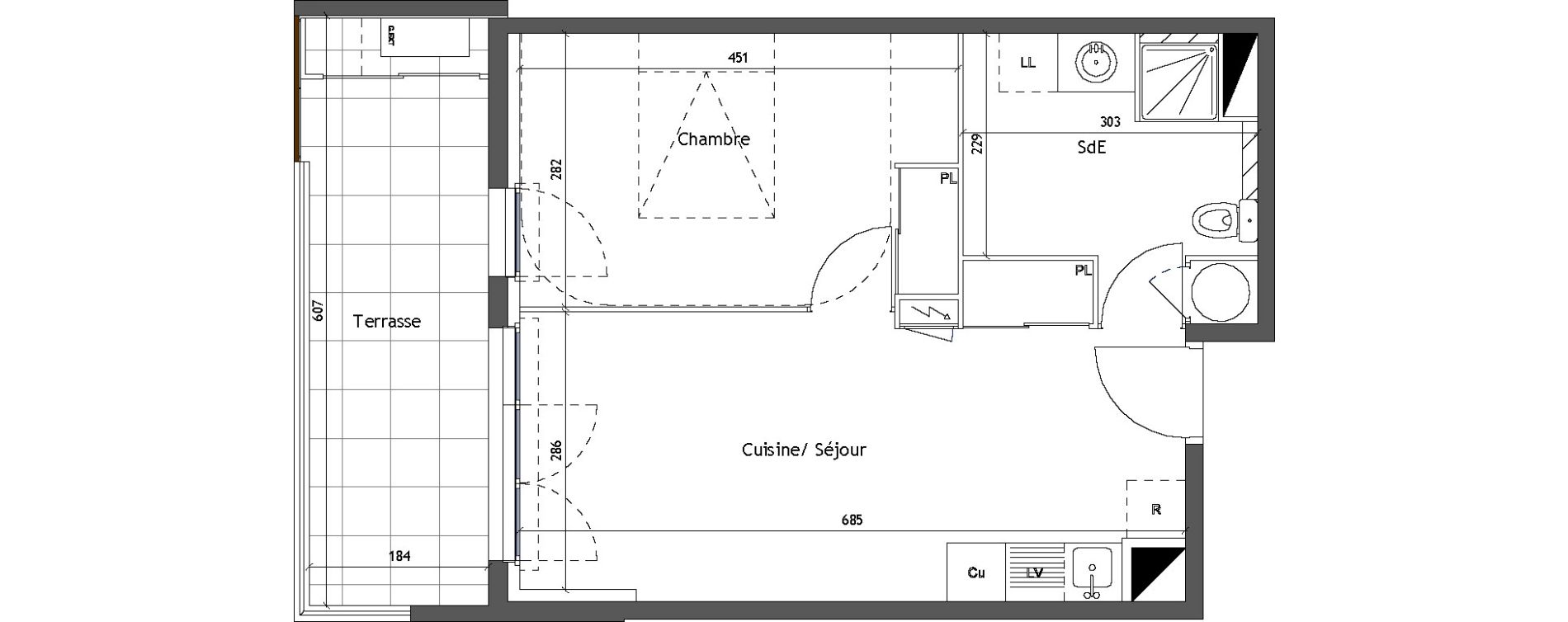 Appartement T2 de 40,50 m2 &agrave; Vendargues Centre