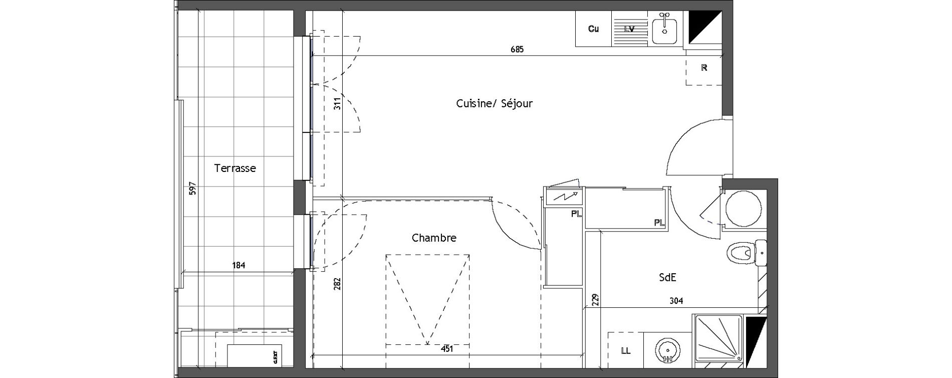 Appartement T2 de 41,60 m2 &agrave; Vendargues Centre