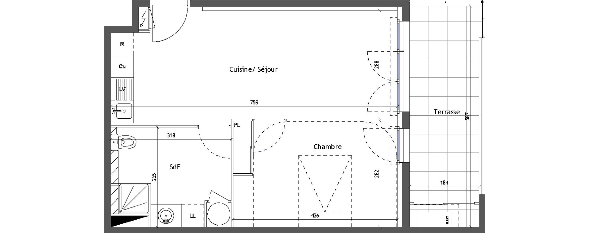 Appartement T2 de 42,20 m2 &agrave; Vendargues Centre