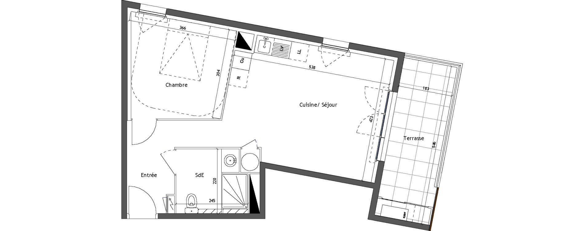 Appartement T2 de 44,90 m2 &agrave; Vendargues Centre