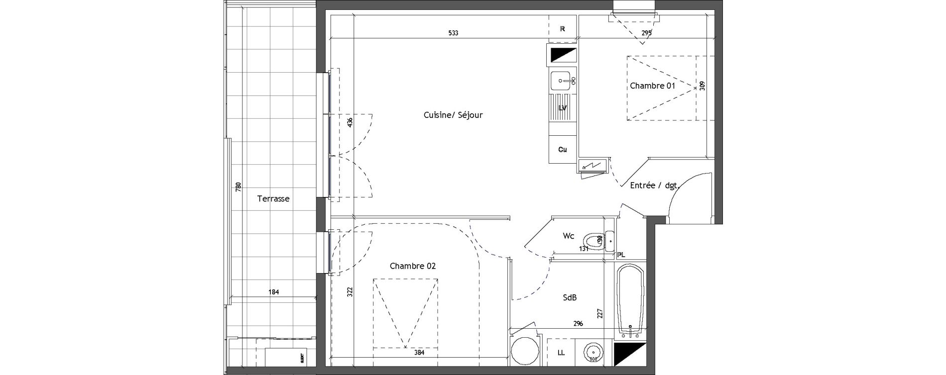 Appartement T3 de 56,80 m2 &agrave; Vendargues Centre