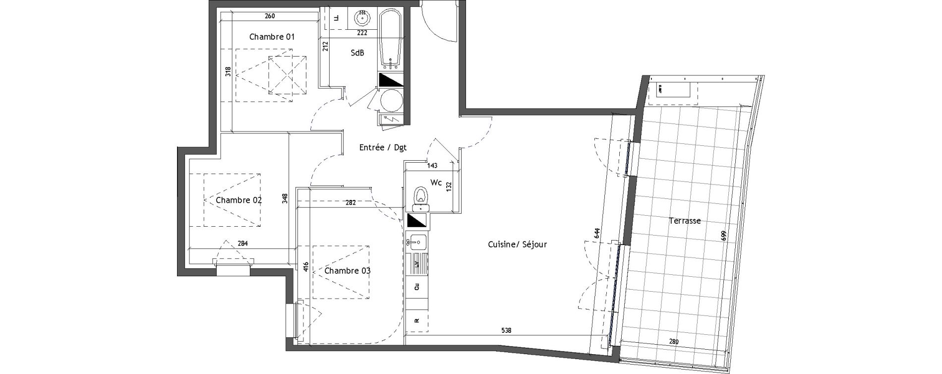 Appartement T4 de 78,70 m2 &agrave; Vendargues Centre