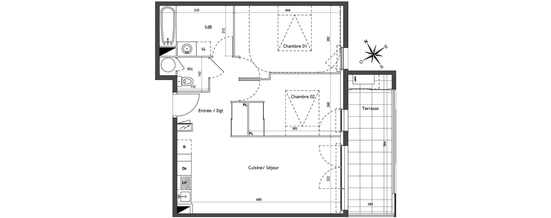 Appartement T3 de 60,20 m2 &agrave; Vendargues Centre