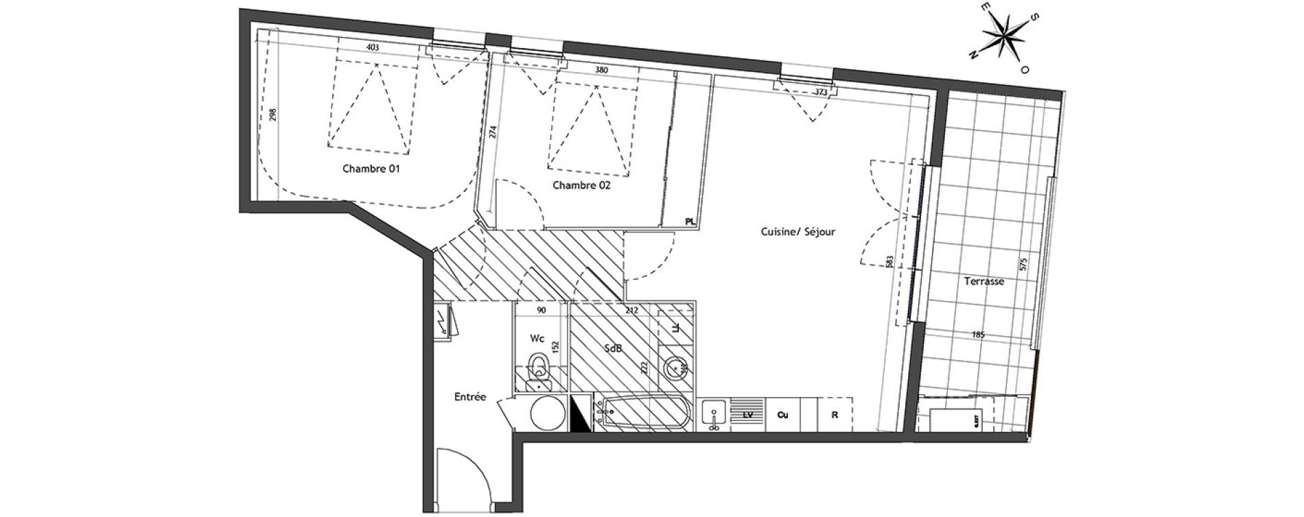 Appartement T3 de 61,10 m2 &agrave; Vendargues Centre