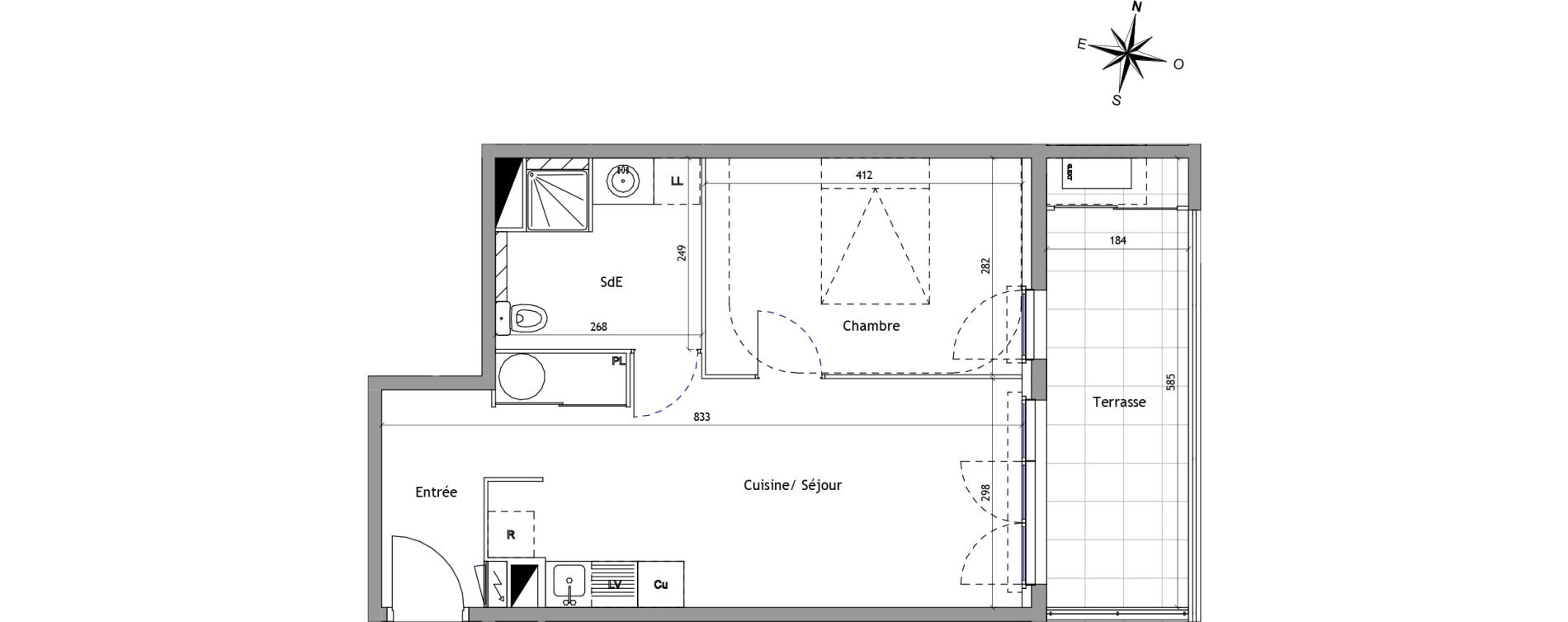 Appartement T2 de 42,60 m2 &agrave; Vendargues Centre