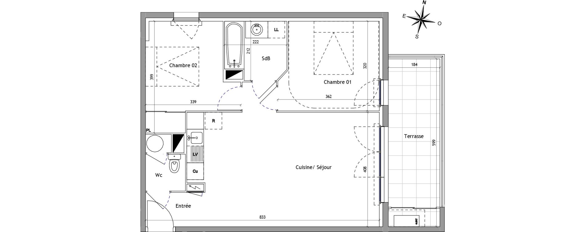 Appartement T3 de 59,10 m2 &agrave; Vendargues Centre