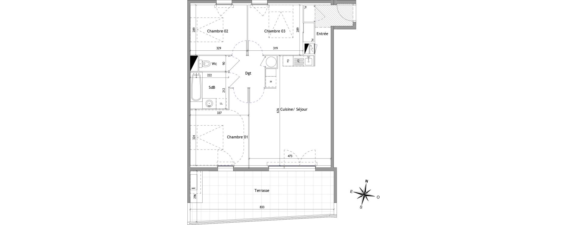 Appartement T4 de 74,90 m2 &agrave; Vendargues Centre