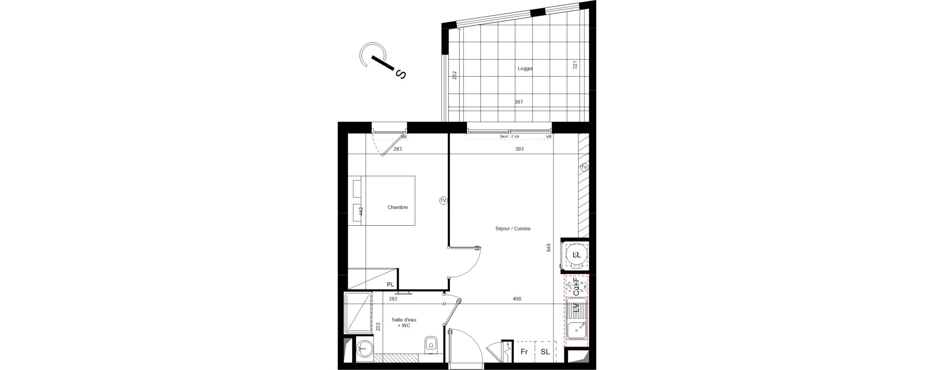 Appartement T2 de 42,95 m2 &agrave; Vias Font longue