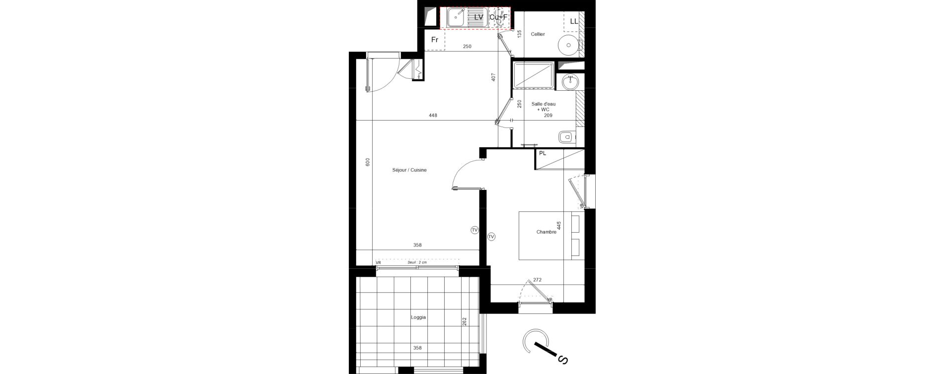 Appartement T2 de 47,12 m2 &agrave; Vias Font longue