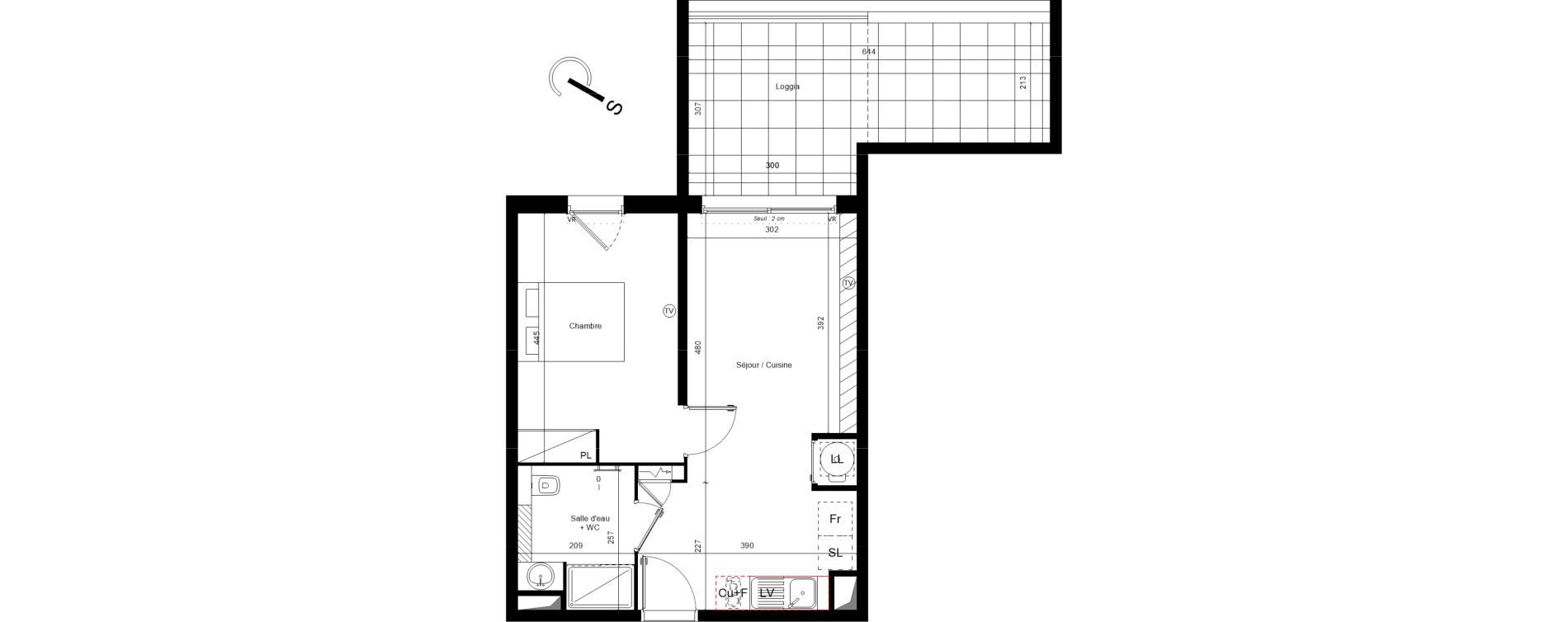 Appartement T2 de 40,56 m2 &agrave; Vias Font longue