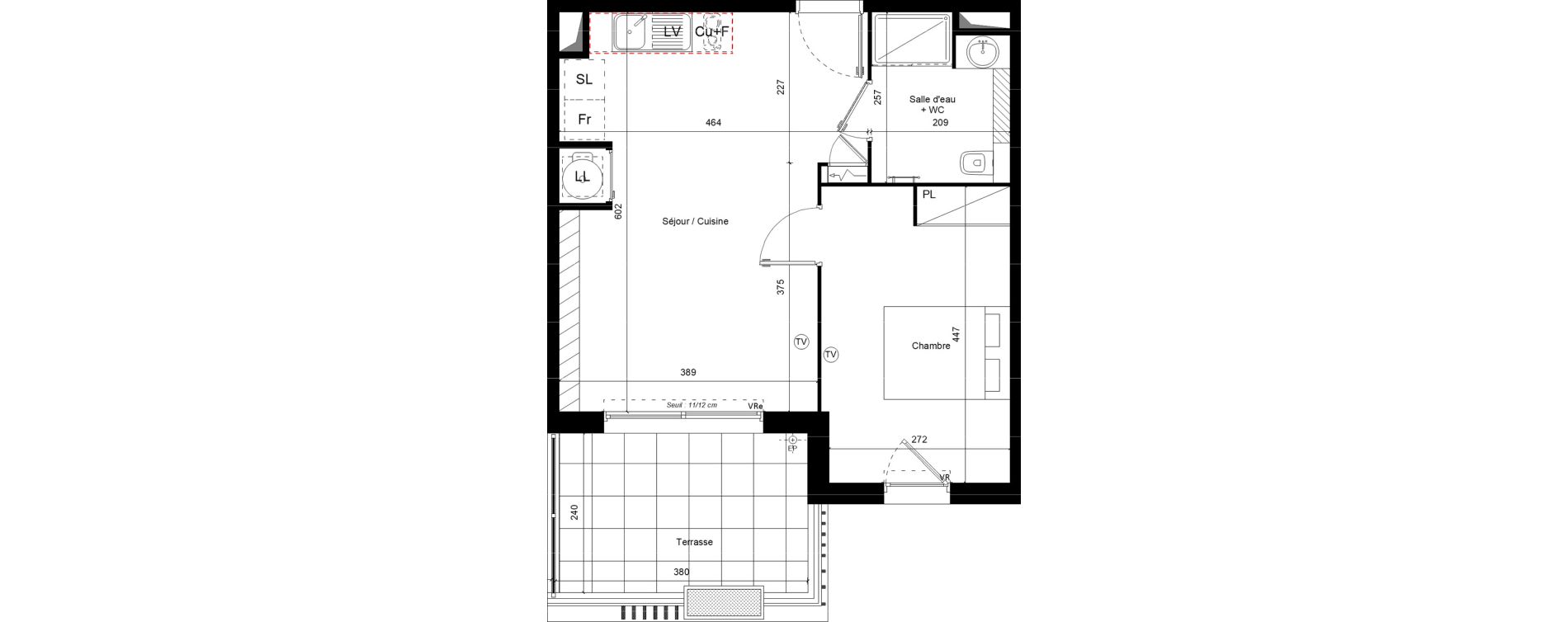 Appartement T2 de 42,11 m2 &agrave; Vias Font longue