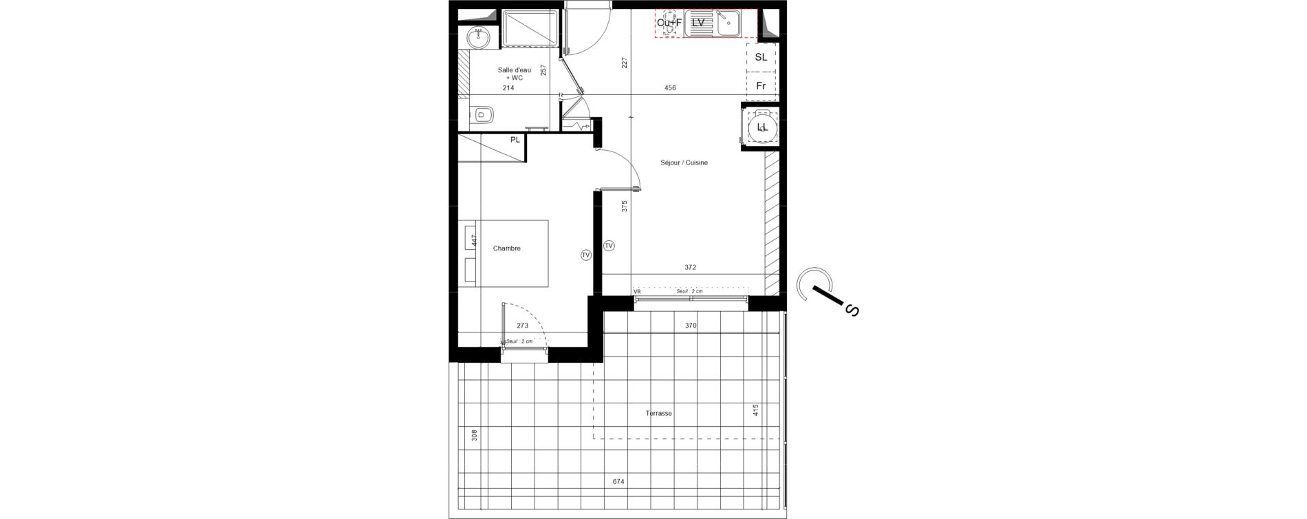 Appartement T2 de 41,36 m2 &agrave; Vias Font longue