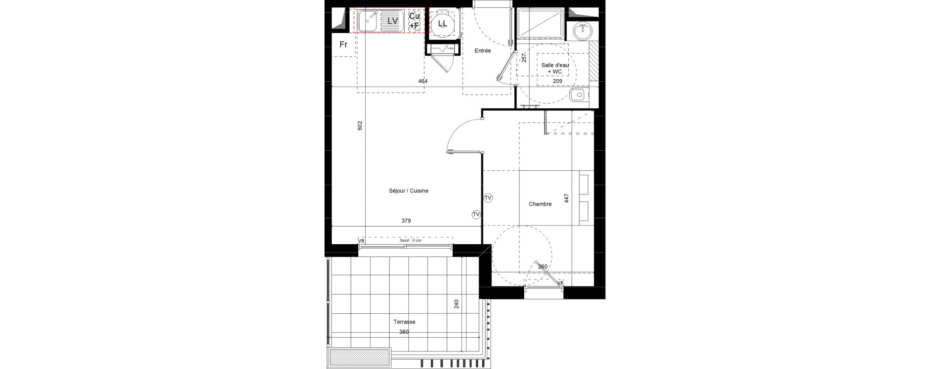 Appartement T2 de 41,56 m2 &agrave; Vias Font longue