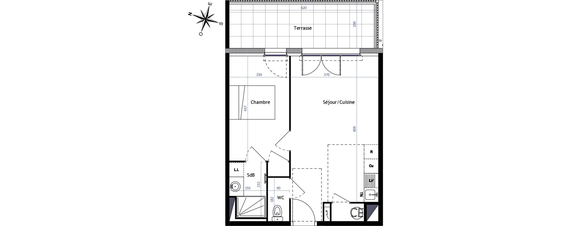 Appartement T2 de 40,80 m2 &agrave; Vias Centre