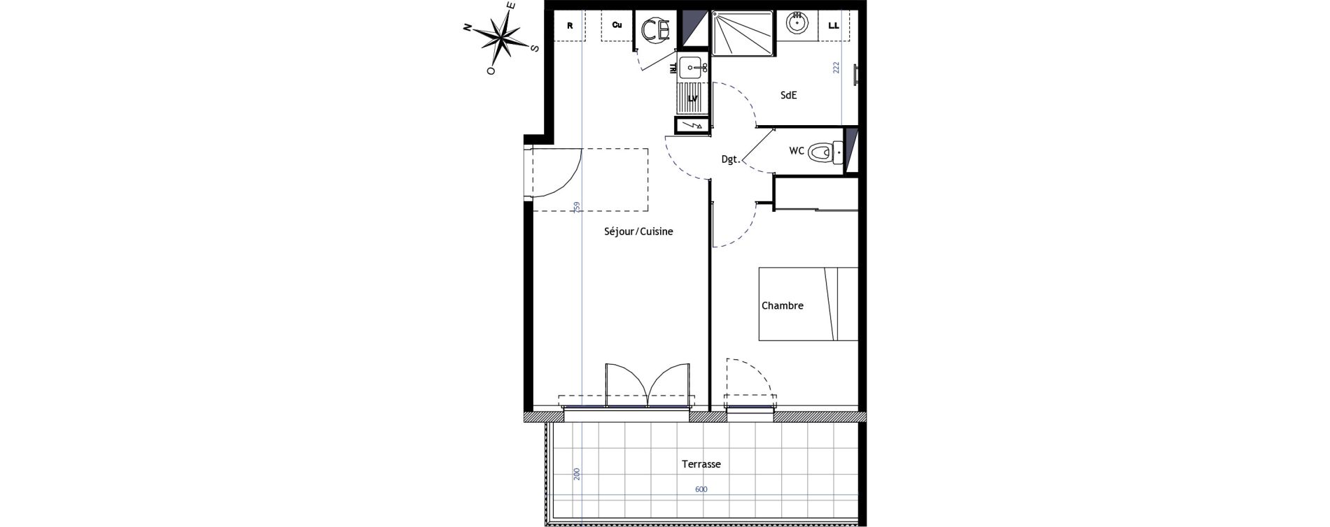 Appartement T2 de 44,50 m2 &agrave; Vias Centre