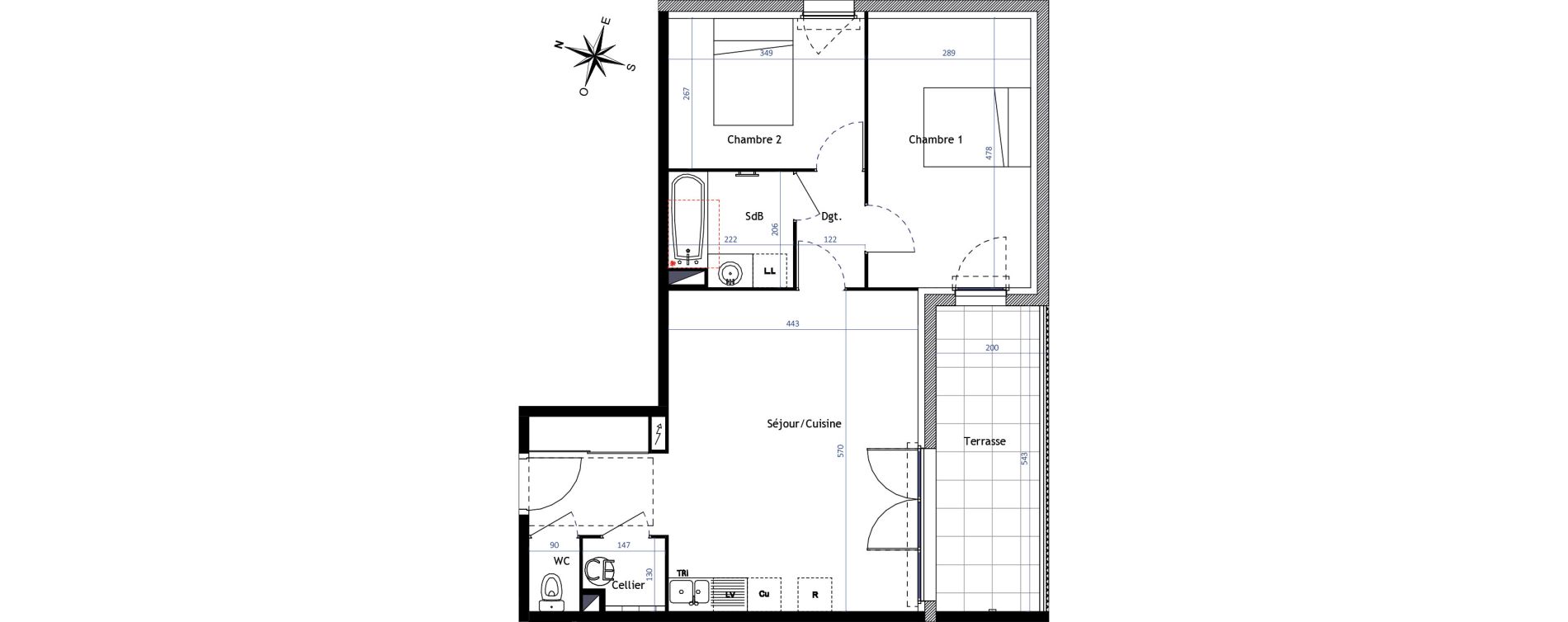 Appartement T3 de 63,10 m2 &agrave; Vias Centre