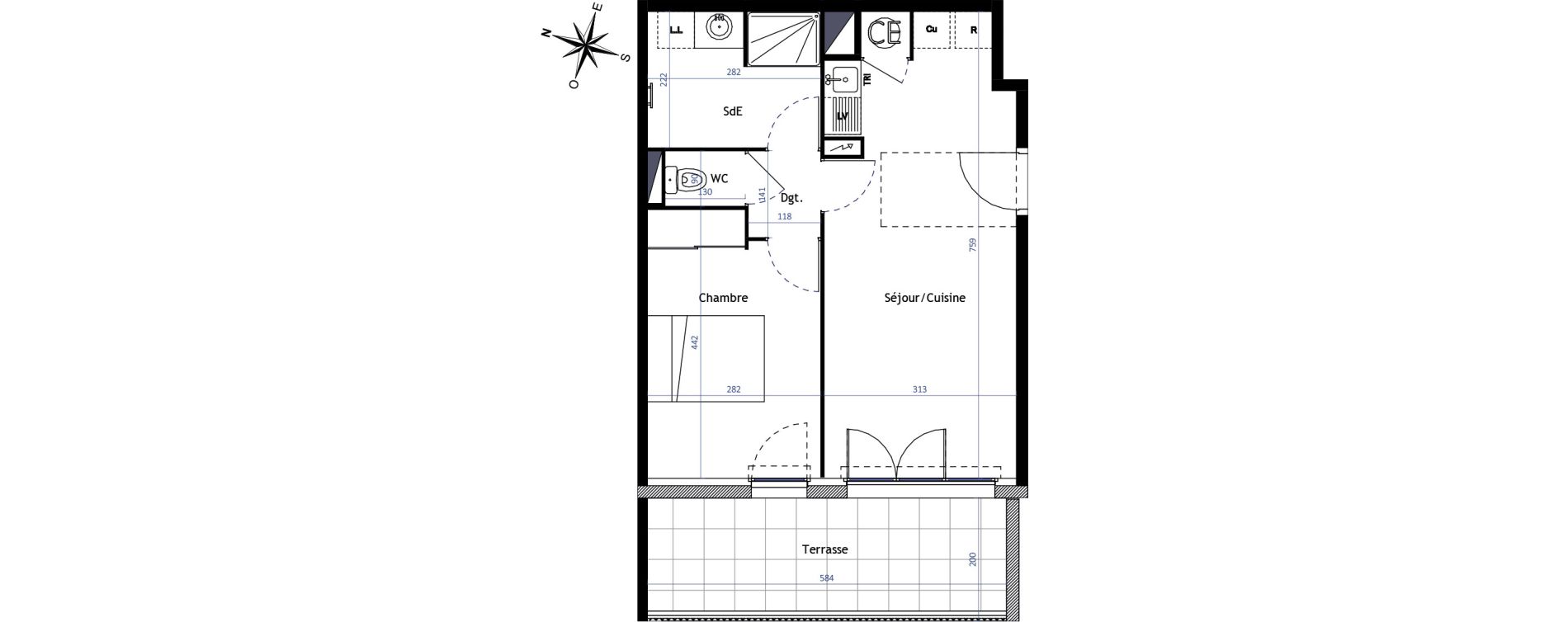 Appartement T2 de 43,30 m2 &agrave; Vias Centre