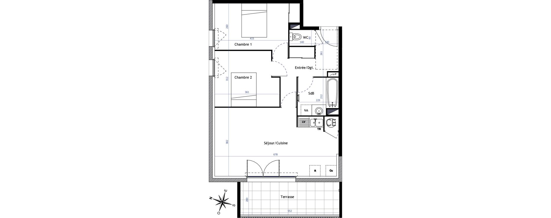 Appartement T3 de 61,20 m2 &agrave; Vias Centre