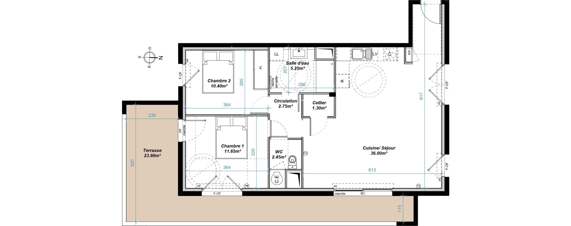 Appartement T3 de 69,80 m2 &agrave; Vias Centre