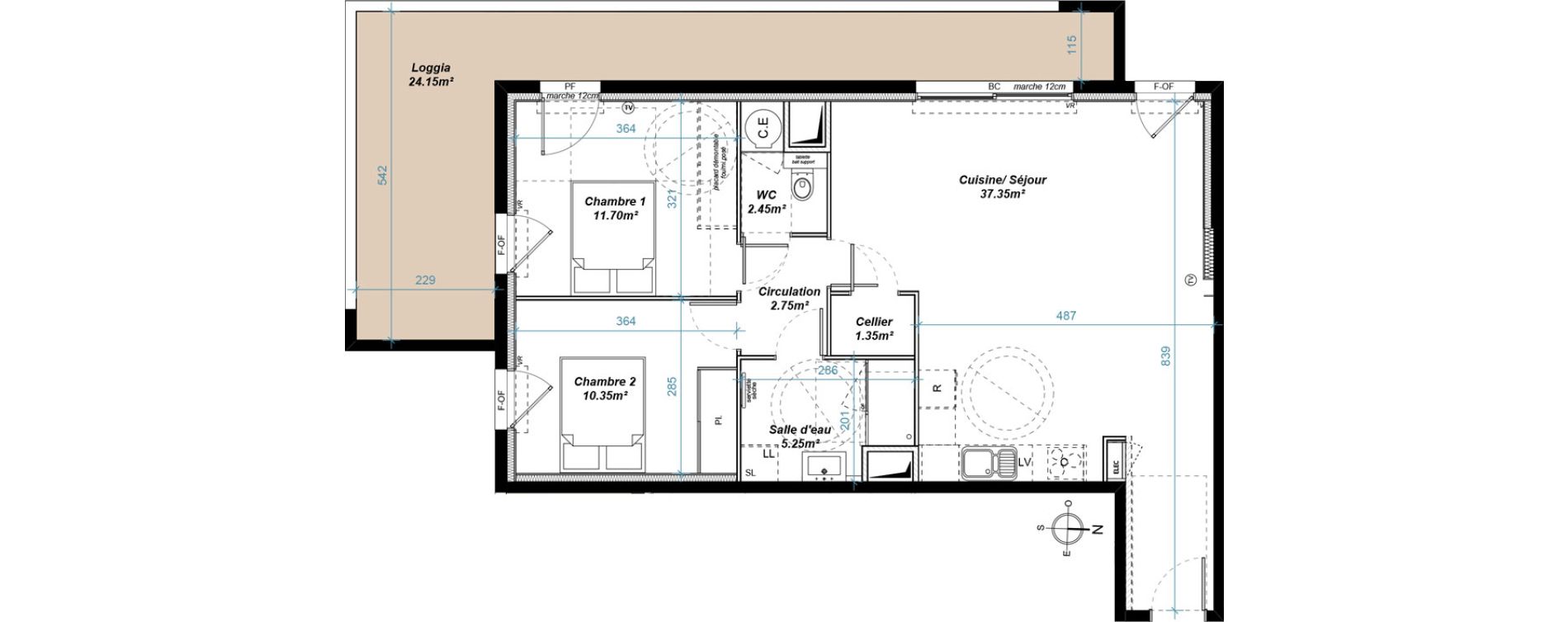Appartement T3 de 71,20 m2 &agrave; Vias Centre