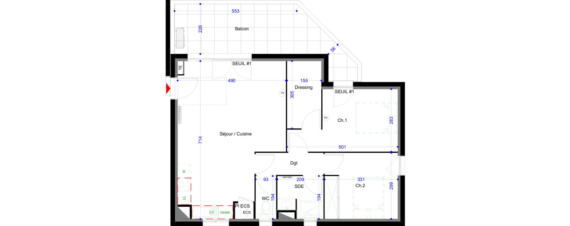 Appartement T3 de 64,24 m2 &agrave; Vic-La-Gardiole Centre