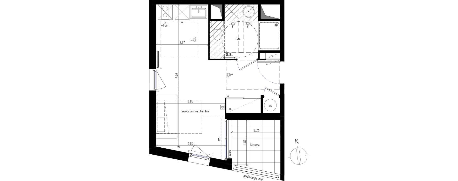 Appartement T1 de 26,40 m2 &agrave; Villeneuve-L&egrave;s-Maguelone Centre