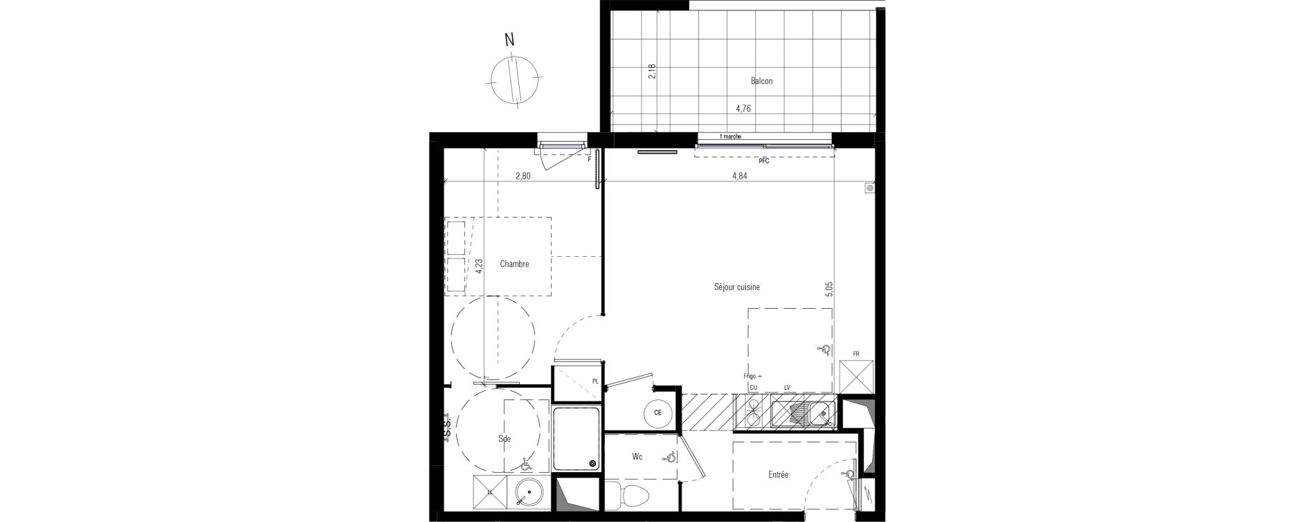Appartement T2 de 47,75 m2 &agrave; Villeneuve-L&egrave;s-Maguelone Centre