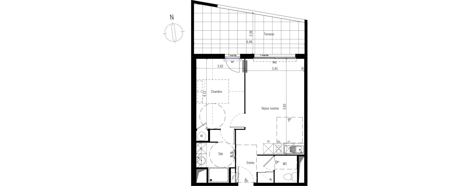 Appartement T2 de 43,50 m2 &agrave; Villeneuve-L&egrave;s-Maguelone Centre