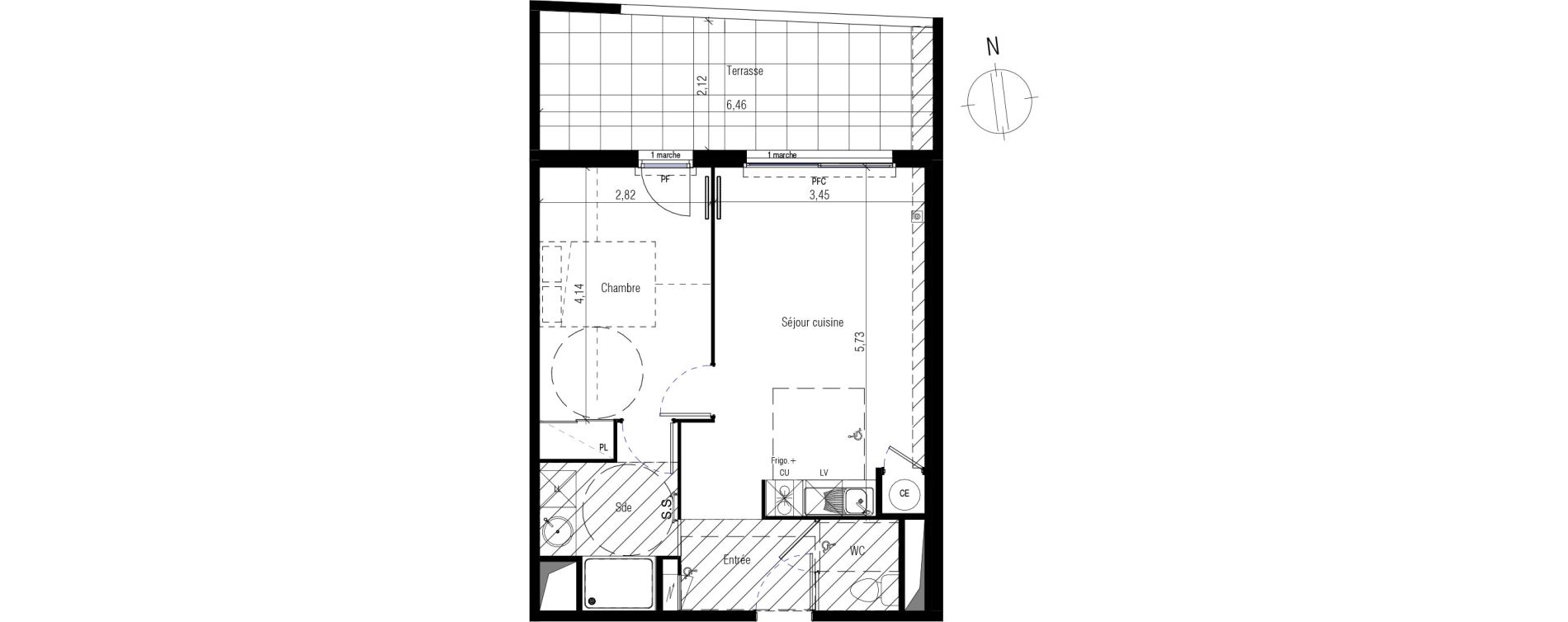 Appartement T2 de 43,55 m2 &agrave; Villeneuve-L&egrave;s-Maguelone Centre