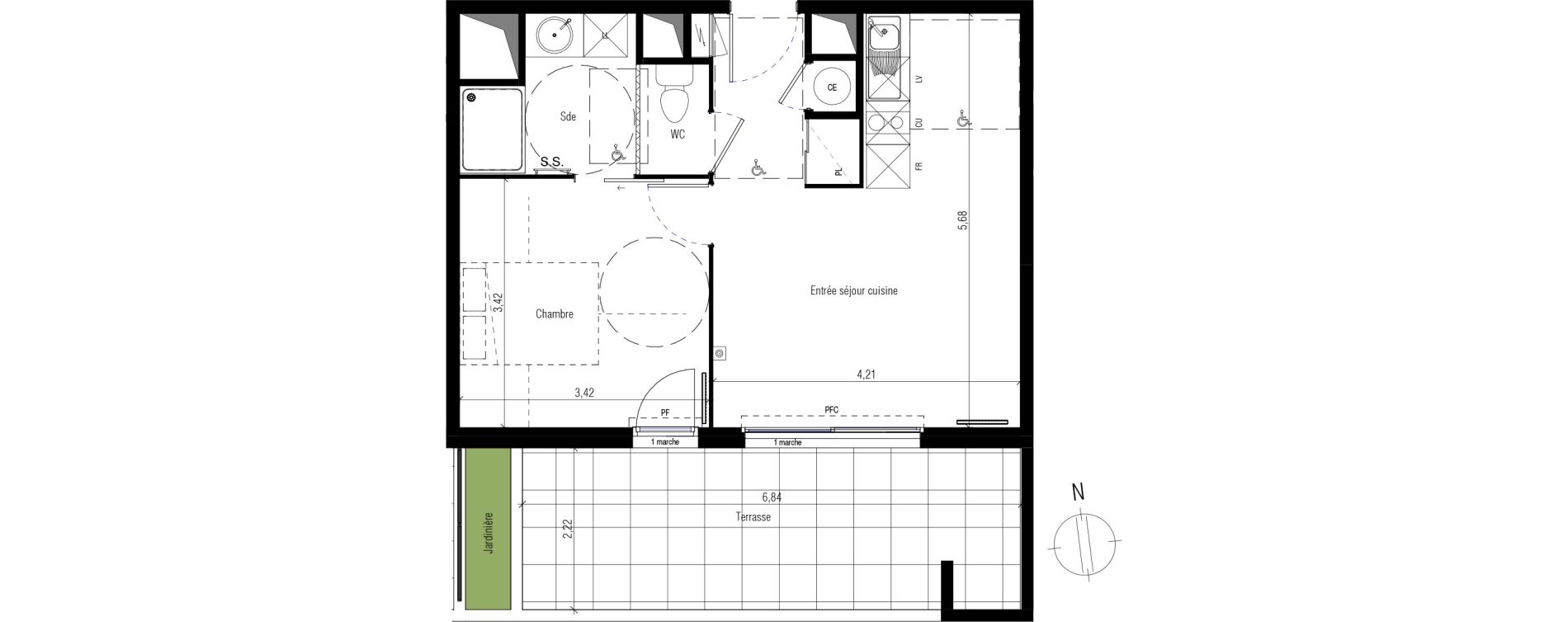 Appartement T2 de 40,75 m2 &agrave; Villeneuve-L&egrave;s-Maguelone Centre