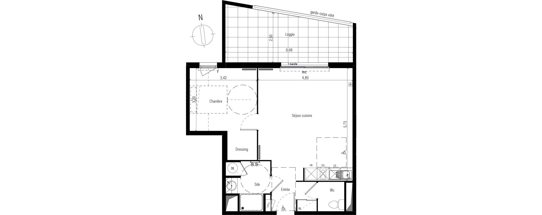 Appartement T2 de 50,25 m2 &agrave; Villeneuve-L&egrave;s-Maguelone Centre