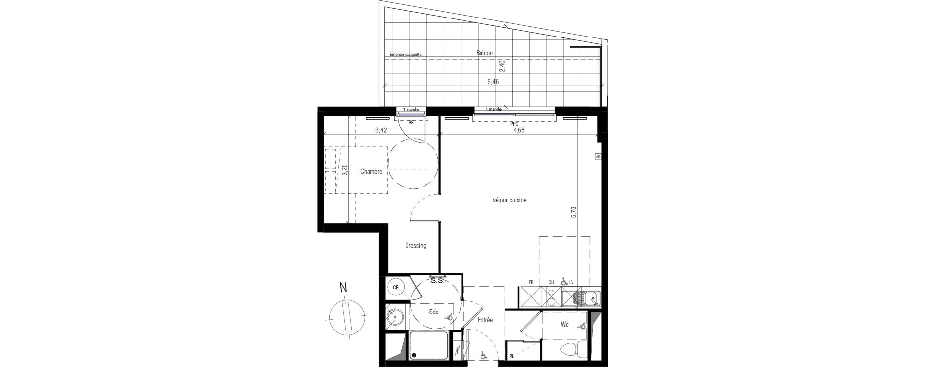 Appartement T2 de 50,15 m2 &agrave; Villeneuve-L&egrave;s-Maguelone Centre