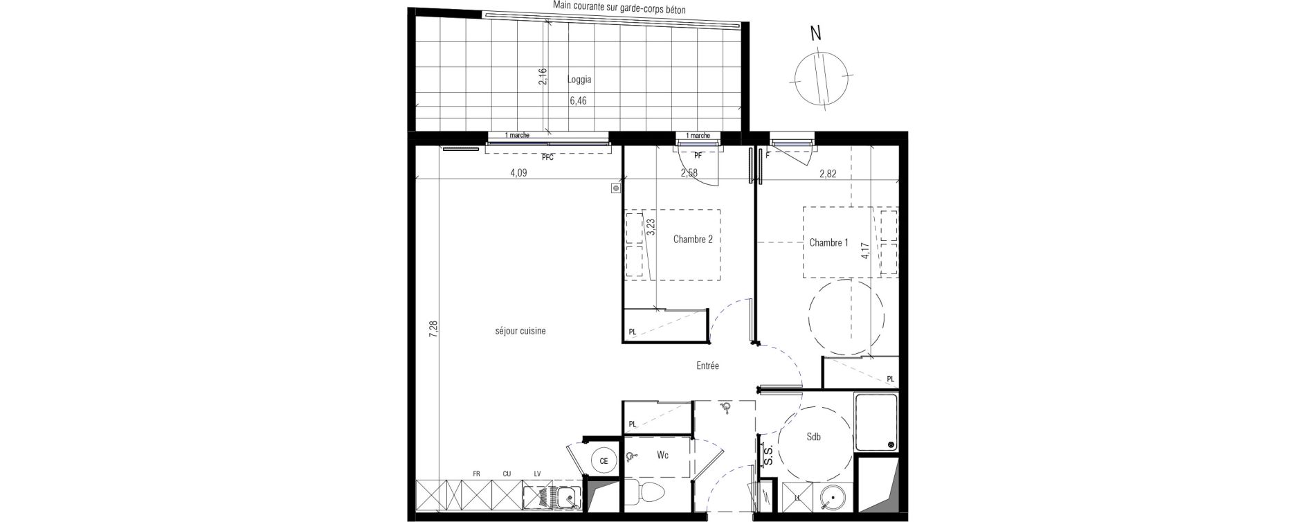 Appartement T3 de 66,65 m2 &agrave; Villeneuve-L&egrave;s-Maguelone Centre