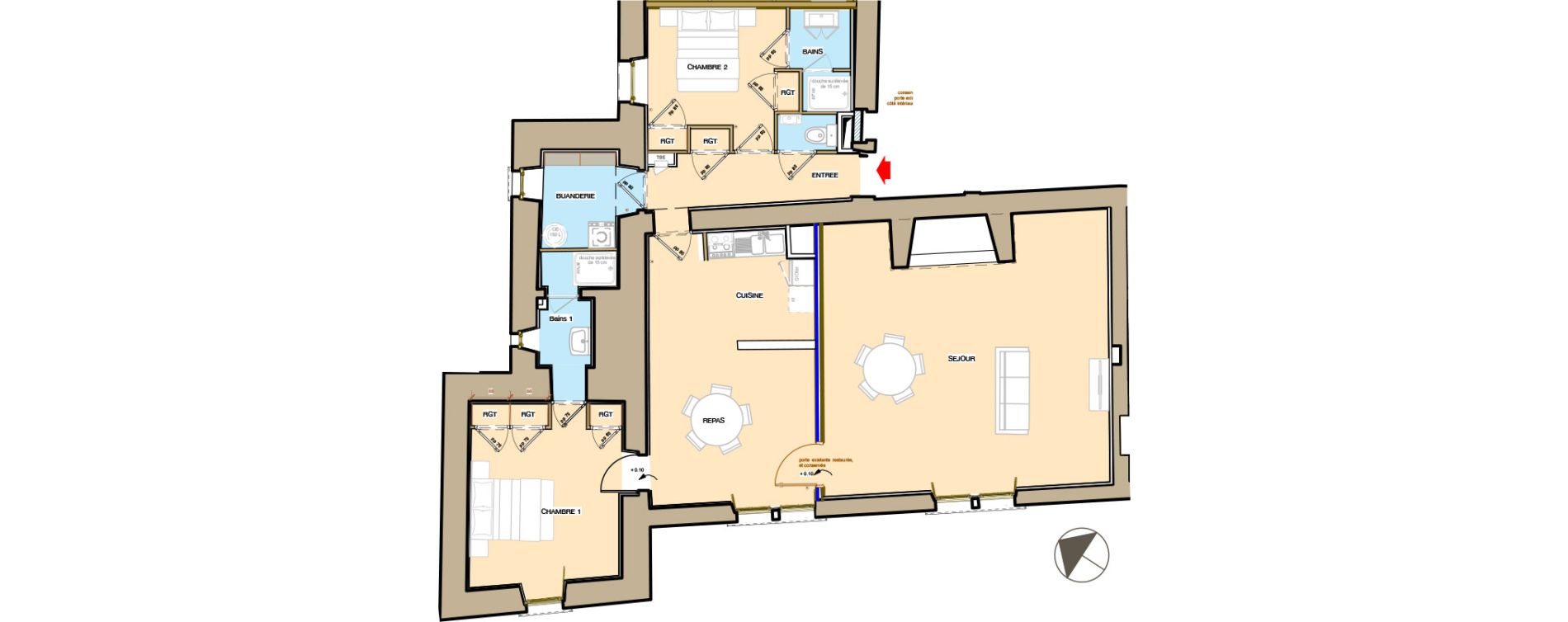 Appartement T3 de 114,40 m2 &agrave; Viols-En-Laval Centre