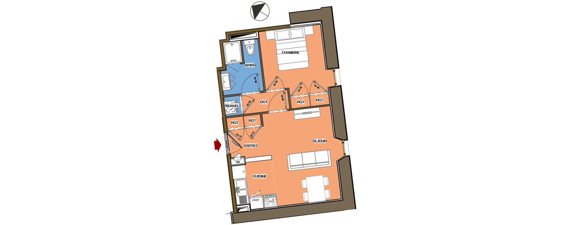 Appartement T2 de 35,10 m2 &agrave; Viols-En-Laval Centre