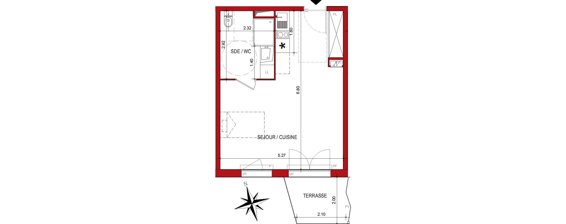 Appartement T1 de 35,02 m2 &agrave; Cahors Centre