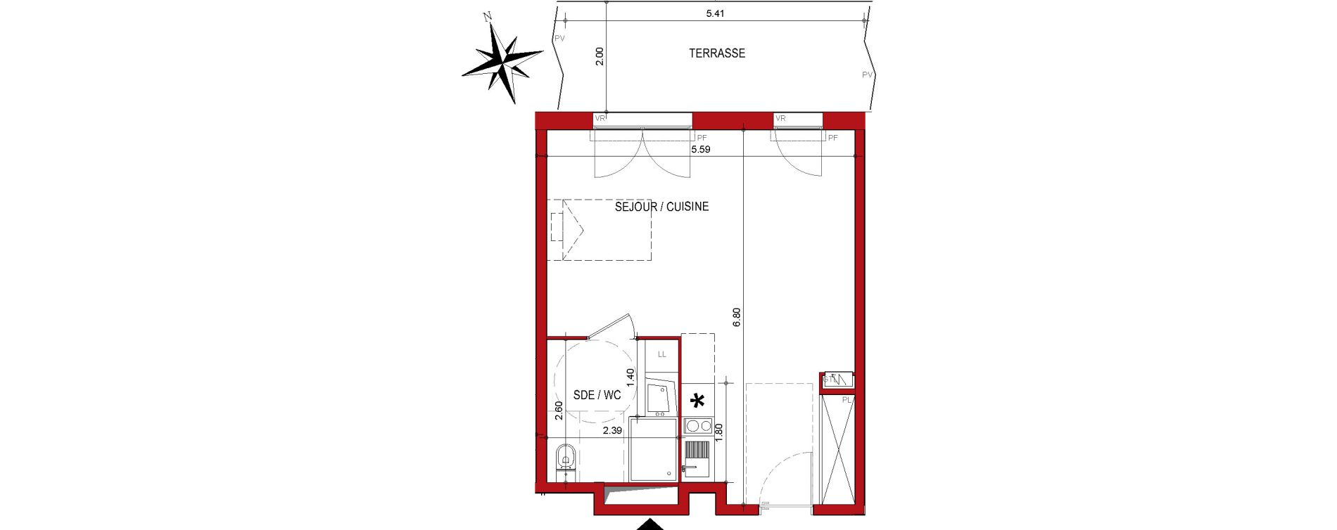 Appartement T1 de 36,19 m2 &agrave; Cahors Centre