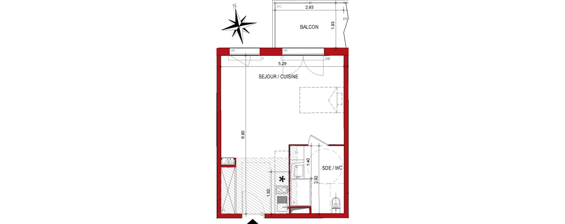 Appartement T1 de 35,16 m2 &agrave; Cahors Centre