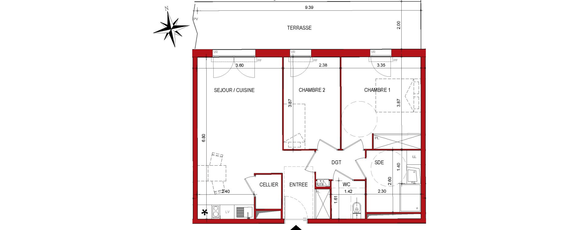 Appartement T3 de 61,29 m2 &agrave; Cahors Centre