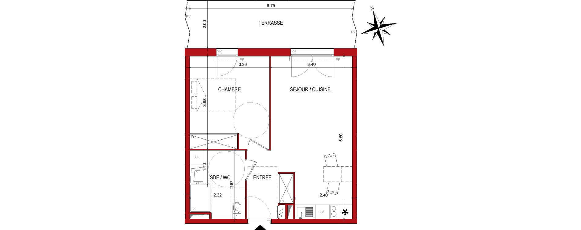 Appartement T2 de 44,77 m2 &agrave; Cahors Centre