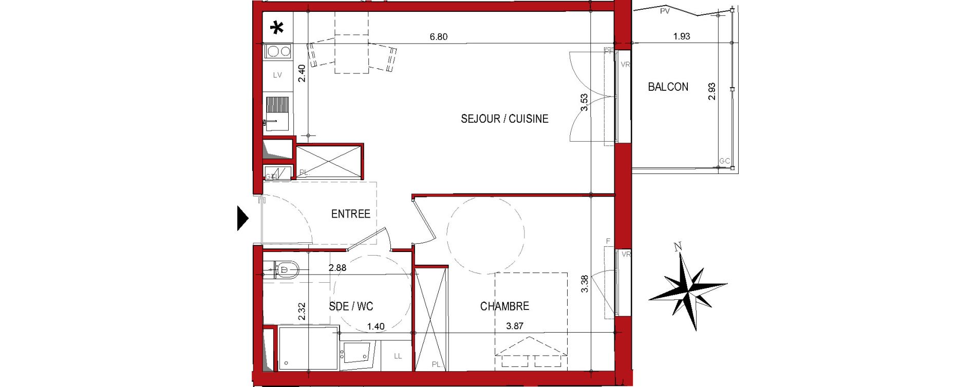 Appartement T2 de 45,88 m2 &agrave; Cahors Centre