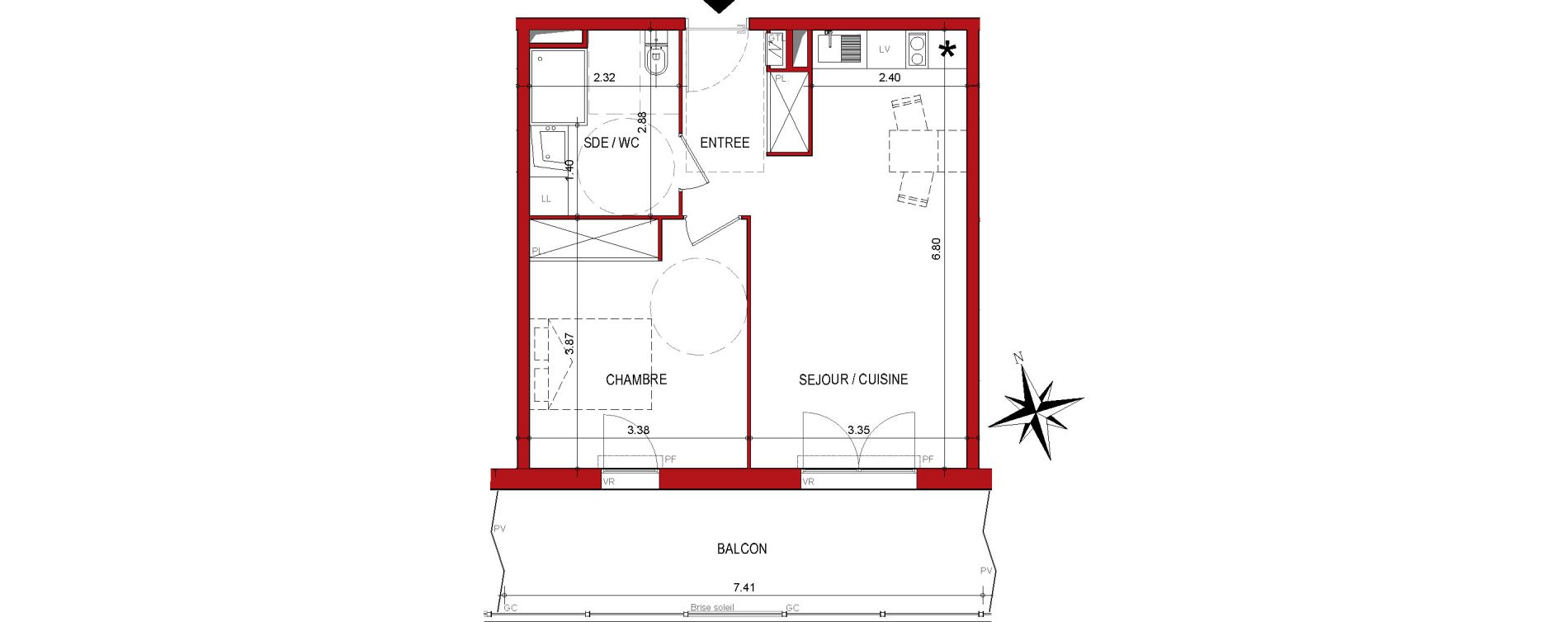 Appartement T2 de 44,76 m2 &agrave; Cahors Centre