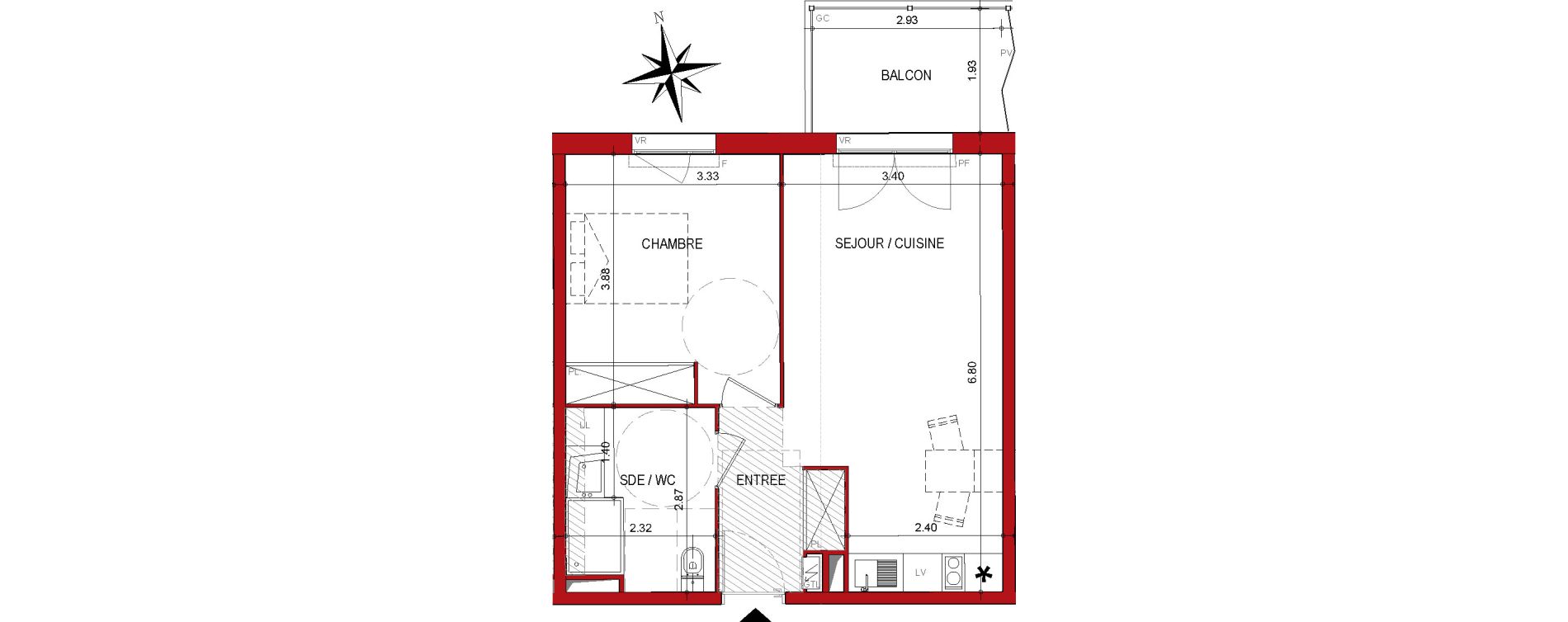 Appartement T2 de 44,77 m2 &agrave; Cahors Centre