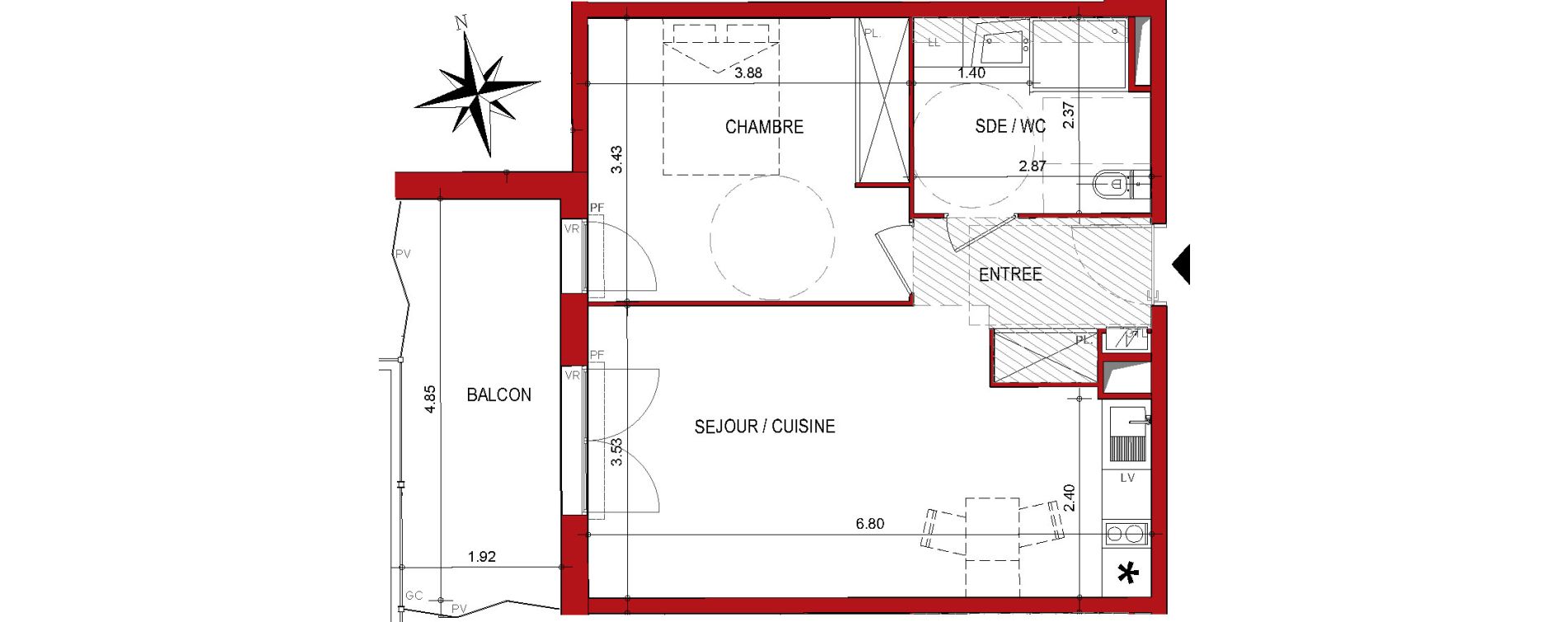 Appartement T2 de 46,23 m2 &agrave; Cahors Centre