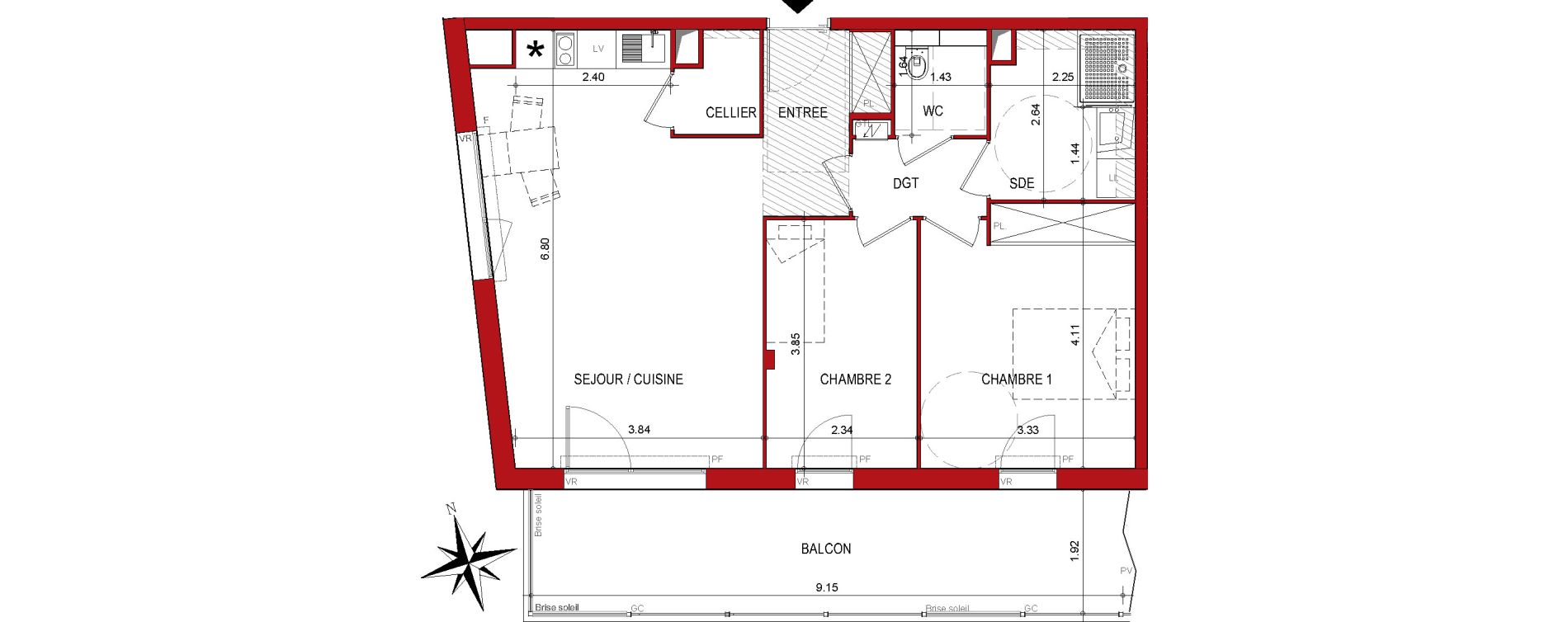 Appartement T3 de 65,08 m2 &agrave; Cahors Centre