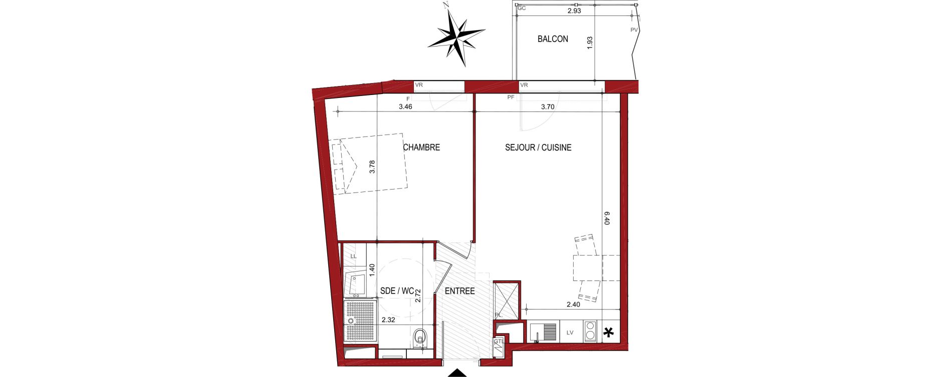 Appartement T2 de 46,16 m2 &agrave; Cahors Centre