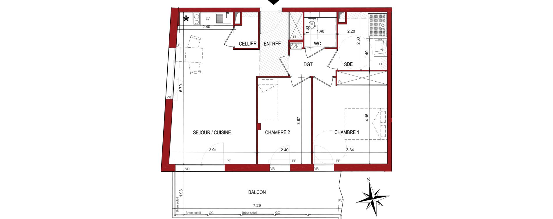 Appartement T3 de 62,45 m2 &agrave; Cahors Centre