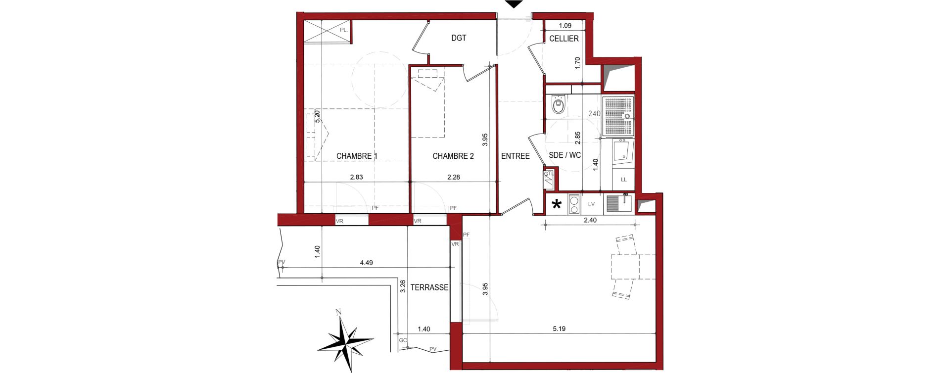 Appartement T3 de 62,85 m2 &agrave; Cahors Centre