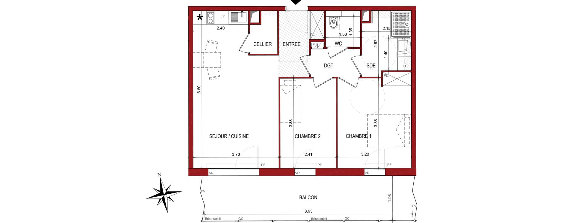Appartement T3 de 61,52 m2 &agrave; Cahors Centre