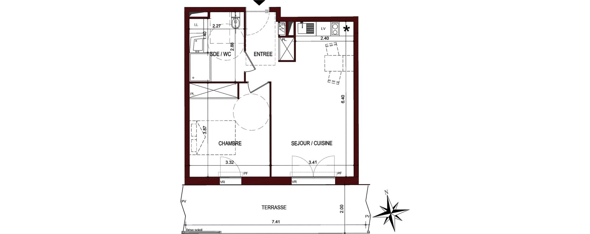 Appartement T2 de 43,51 m2 &agrave; Cahors Centre